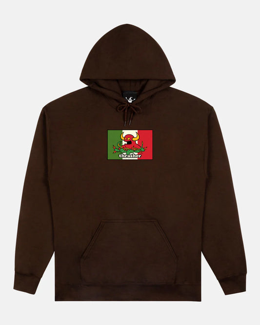 THRASHER X TOY MACHINE - HECHO - HOODIE - DARK CHOCOLATE