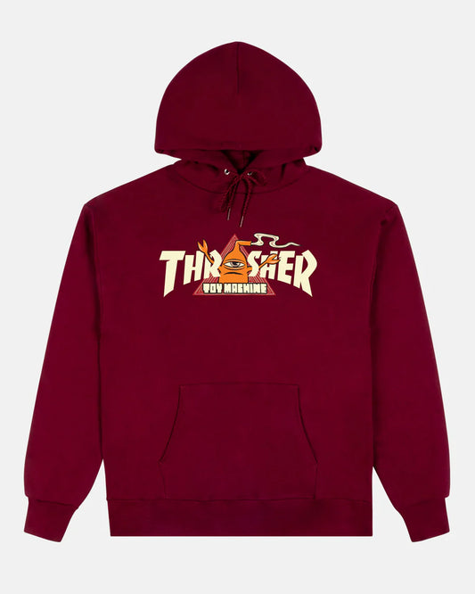 THRASHER X TOY MACHINE - VORTEX - HOODIE - MAROON